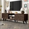 Odikalo Lowboard TV-Schrank TV-Bank TV-Tisch mit Stauraum (mit 2 Türen und 2 offenen Fächern in dunkelholzener Maserung – 160,5 x 35,5 x 45 cm) Bild 1