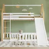 Etagenbett mit Rutsche, Zaun, Leiter und Rausfallschutz, 90x200 cm, Nur 1 Lattenrost, Kinderbett, Spielbett, Kiefer Bild 2