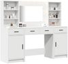 vidaXL Schminktischset mit LED mit Schubladen 3 pcs Weiß Holzwerkstoff 3334281 Bild 3