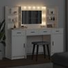 vidaXL Schminktischset mit LED mit Schubladen 3 pcs Weiß Holzwerkstoff 3334281 Bild 4