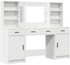 vidaXL Schminktischset mit LED mit Schubladen 3 pcs Weiß Holzwerkstoff 3334281 Bild 2