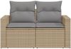 vidaXL Gartensofa mit Kissen 2-Sitzer Beige Poly Rattan 366105 Bild 4