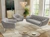 Wohnzimmerset PIRS 1-1-3, Skandinavisches 3-Sitzer Sofa mit Sesseln, Sofa mit Wellenfederung, weiße Füße, Skandinavisches Möbelset - Hellgrau Velvet Bild 3