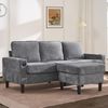 Ecksofa 202x137x80 cm Grau Leinen mit USB, Typ-C, Fußhocker und Getränkehaltern Bild 4