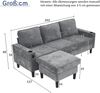 Ecksofa 202x137x80 cm Grau Leinen mit USB, Typ-C, Fußhocker und Getränkehaltern Bild 5