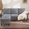 Ecksofa 202x137x80 cm Grau Leinen mit USB, Typ-C, Fußhocker und Getränkehaltern Bild 2