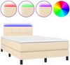 Boxspringbett mit Matratze & LED Stoff Creme 120x200 cm, Härtegrad: H2 [3133146] Bild 2