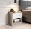 Nachtkommode >Bettine< in San Remo Eiche Nachbildung / Weiß - 39x41x28cm (BxHxT) Bild 2