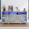 Merax Sideboard Buffetschrank mit LED-Beleuchtung (1 St), Kommode mit 3 Fächern, Glastüren und 6 Ablagen, Anrichte 140x40x70cm Bild 3