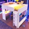 Hochbett, 140x200cmGaming, Bett mit Schreibtisch, Mit LED-Leuchten, 1 USB-Anschlüssen, 1 Typ-C ausgestattet, Leiter, Schreibtisch,Schublade, Wäscheständer, Ohne Matratze, Weiß Bild 4