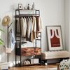 Flurgarderobe mit Sitzbank, Schuhregal & 10 Haken, 80 x 30 x 180 cm, braun-Schwarz Bild 4