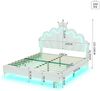 Merax 140*200cm Doppelbett, Kinderbett Jugendbett weiche Polsterung aus PU-Leder, verstellbarer LED-Umgebungslichtstreifen, weiß Bild 5