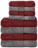 Komfortec 8er Handtuch Set aus 100% Baumwolle, 4 Badetücher 70x140 und 4 Handtücher 50x100 cm, Frottee, Weich, Towel Groß, Anthrazit Grau/Aurorarot Bild 4