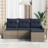 vidaXL Sofa Set mit Kissen 4 pcs Grau und Marineblau Poly-Rattan 3355344 Bild 3