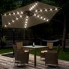 Kingsleeve Sonnenschirm 300 cm LED Beleuchtet UV Schutz 80+ Schutzhülle Kurbel Ampelschirm Creme Bild 2