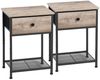 AMHANCIBLE Nachttisch 2er-Set im Industriestil, mit Schublade und offenem Ablagefach (2-St), Beistelltisch mit stabilem Metallrahmen, Maße 40×30×55 cm Bild 3