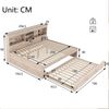 Polsterbett 140×200 cm aus Spanplatte und MDF mit LED-Beleuchtung und Ausziehbett, natur Bild 4