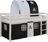 Homestyle4u Spielbett mit Tunnel, Pirat, Kiefernholz schwarz / weiß, 90x200 cm Bild 2