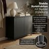 skølm 'Grani' Kommode schwarz, mit 2 Push-to-Open Türen und 5 Fächern, Sideboard mit Metallfüßen, 85x42x105 cm Bild 3