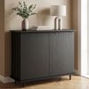 skølm 'Grani' Kommode schwarz, mit 2 Push-to-Open Türen und 5 Fächern, Sideboard mit Metallfüßen, 85x42x105 cm Bild 1