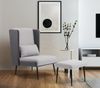 M MCombo Ohrensessel mit Hocker, Polstersessel Relaxsessel für Wohnzimmer, Lesesessel Bequem, Loungesessel Modern, Stoff/Kunstleder 4707 (Grau) Bild 3