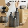 LVHOM 3er Set Bodenvase, Große Vasen aus Metall mit Rillenmuster, Dekovase für Trockenblumen, Höhen 50/66/83 cm, Vasen Set für Wohnzimmer, Flur und Büro, Schwarz Bild 4