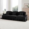 Elegantes Mid-Century 3-Sitzer Sofa, Chenille, Trichter-Armlehnen, abnehmbare Rüschenschürze, spindelförmige Beine, komfortables Sofa fürs Wohnzimmer, Schwarz Bild 2