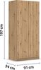 rauch Kleiderschrank, Drehtürenschrank COSTA, 2-türig, push-to-open, Eiche Artisan, 91 x 197 x 54 cm Bild 4