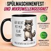 Momentals Tasse Waschbär – „Wer nicht mit mir klar kommt“ – Lustiges Geschenk Mann, Gratis Versand · Links-&Rechtshänder · Spülmaschinenfest Bild 4