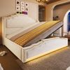 Polsterbett Samt mit LED & USB-Anschluss, Stauraum, 150x213x120 cm, Beige, ohne Matratze Bild 2