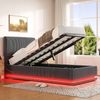 Polsterbett, Cord-Samt mit LED & USB-Anschluss, Stauraum, 91x207x102/107/112 cm, Dunkelgrau, ohne Matratze Bild 3