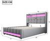 Polsterbett 140x200 cm mit LED-Beleuchtung, USB-Steckdose & Stauraum,aus Leinenstoff, hydraulisch, Hellgrau Bild 5