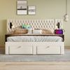 Flieks Polsterbett, Doppelbett 180×200cm mit 2 Nachttische 4 Schublade Leselicht USB-Laden Bild 3