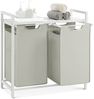 Vasagle Wäschekorb mit 2 Fächer, Metallrahmen Weiß, 2x46 L / 73 x 33 x 72 cm Bild 4