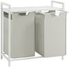Vasagle Wäschekorb mit 2 Fächer, Metallrahmen Weiß, 2x46 L / 73 x 33 x 72 cm Bild 3