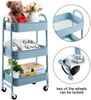 Rollwagen Küchenwagen - 3-Etagen Metall Utility Cart mit Rädern - Grau Blau Bild 4