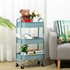 Rollwagen Küchenwagen - 3-Etagen Metall Utility Cart mit Rädern - Grau Blau Bild 2