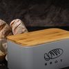Zedelmaier Brotkasten Brotdosen aus Metall mit ökologischem Naturdeckel (als Schneidebrett), (MBH003&4), Geräumiger Retro Brotkasten aus Metall mit Holzdeckel, runder Rand Bild 3