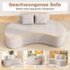 199 cm Sofa mit 2 Kissen & Niedriger Rückenlehne Gepolstertes Schlafsofa Couch Grau Bild 3