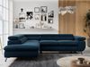 Mks Möbel 'Peter L-form' Ecksofa mit Bettfunktion, Bettkasten & einstellbaren Kopfstützen, Dunkelblau, Velours, links Bild 4