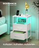 SONGMICS Nachttisch mit LED-Beleuchtung und Ladestation, 2er Set, Nachttisch mit 2 Schubladen und offenem Fach, weiß Bild 2