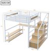Flieks Hochbett Metallbett 140x200cm mit Stauraumtreppe, Regale und Schreibtisch Bild 4