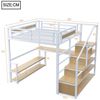 Flieks Hochbett Metallbett 140x200cm mit Stauraumtreppe, Regale und Schreibtisch Bild 3