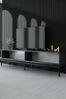 Dmora Fernsehschrank Espero, Ständer für Wohnzimmerfernseher, Niedriges Wohnzimmer-Sideboard, TV-Ständerbasis, 180x30h47 cm, Anthrazit und Schwarz Bild 4