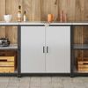 Küchenaufbewahrung, BuffetSchrank mit Regal Silber 90x50x92 cm Stahl Bild 4