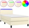 vidaXL Polsterbett mit Matratze & LED Kunstleder Creme 80x200 cm, Härtegrad: H2 [3134071] Bild 2