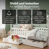 Bellabino 'Bia' Hausbett 90x200 cm mit Matratze und 2 Schubladen, weiß, Kiefer Massivholz, Montessori Kinderbett mit Stauraum, inkl. Rausfallschutz und Lattenrost Bild 3