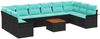 vidaXL Gartensofa-set 11 pcs Schwarz und Türkis Poly-Rattan 3356051 Bild 2
