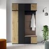 Garderoben-Set Rosario Version 3 mit Lamellen, Kleiderschrank mit Polsterplatten und Schuhschrank (Schwarz / Eiche Artisan, Trinity 05), 225 x 40 x 140 cm Bild 3