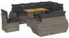 vidaXL 9-tlg. Garten-Sofagarnitur mit Kissen Grau Poly Rattan 3327280 Bild 2